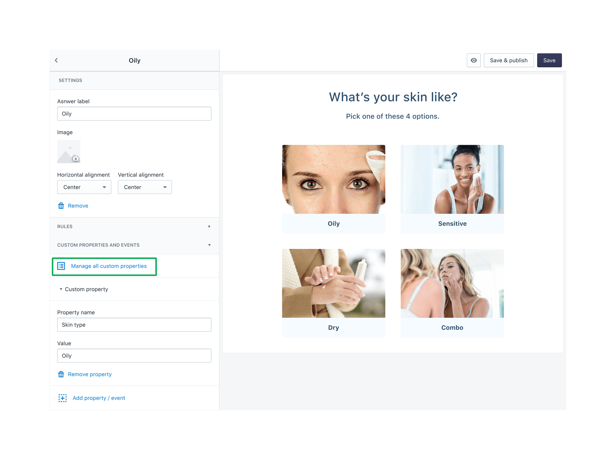 Global properties shortcut